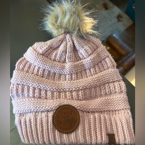 Pink Knit Pom-Pom Beanie